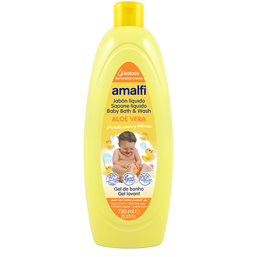 شامپو سر و بدن بچه گانه آمالفی با عصاره آلوئه ورا حجم 750 میل - Amalfi Baby Head and Body Shampoo with Aloe Vera 750 ml